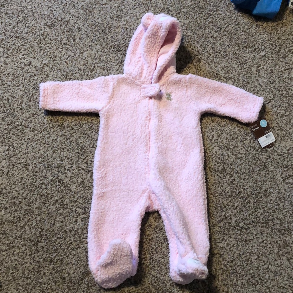 Carter’s hooded fleece baby bunting 6 months pink
